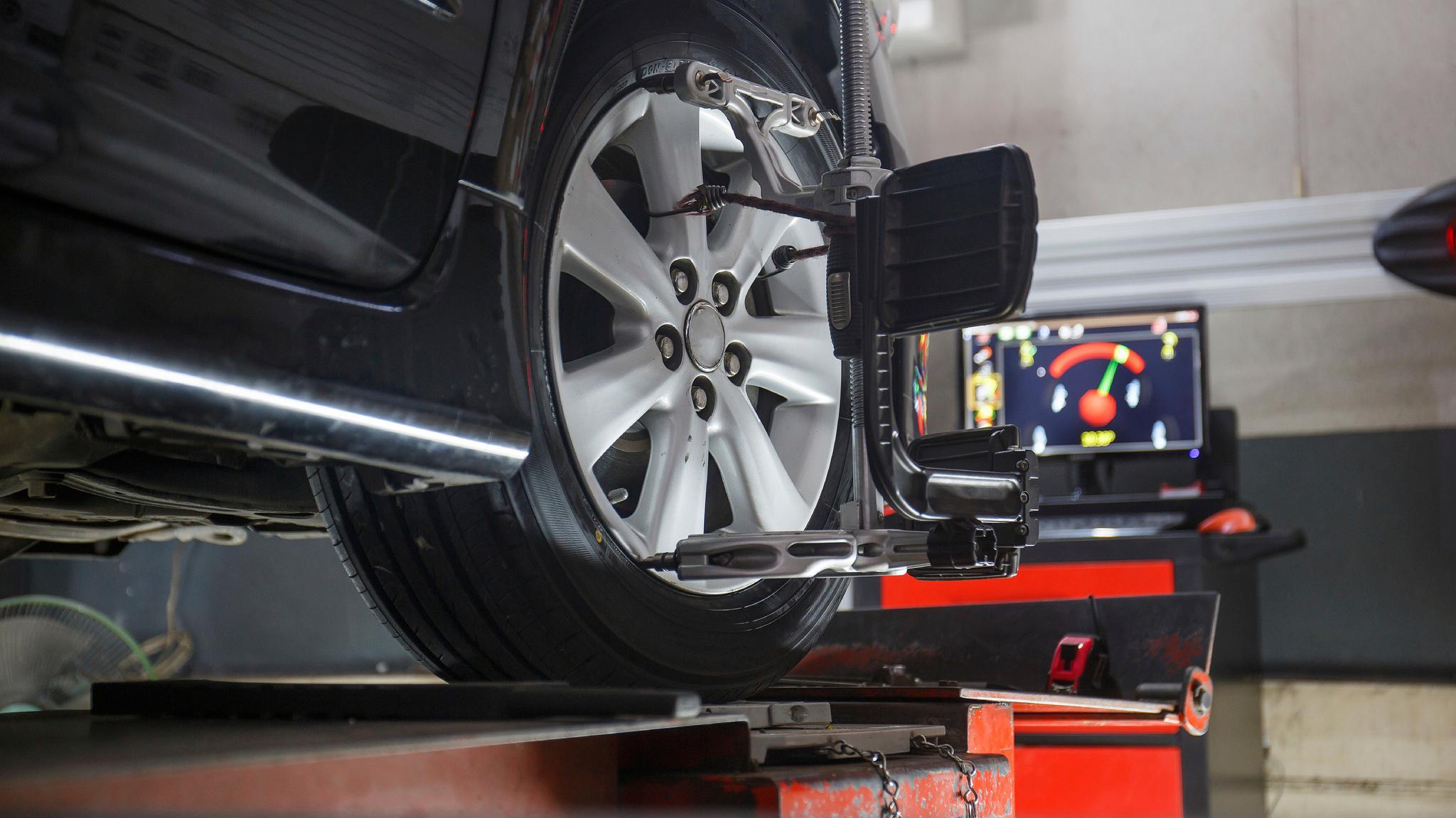 Alignment service for a car.